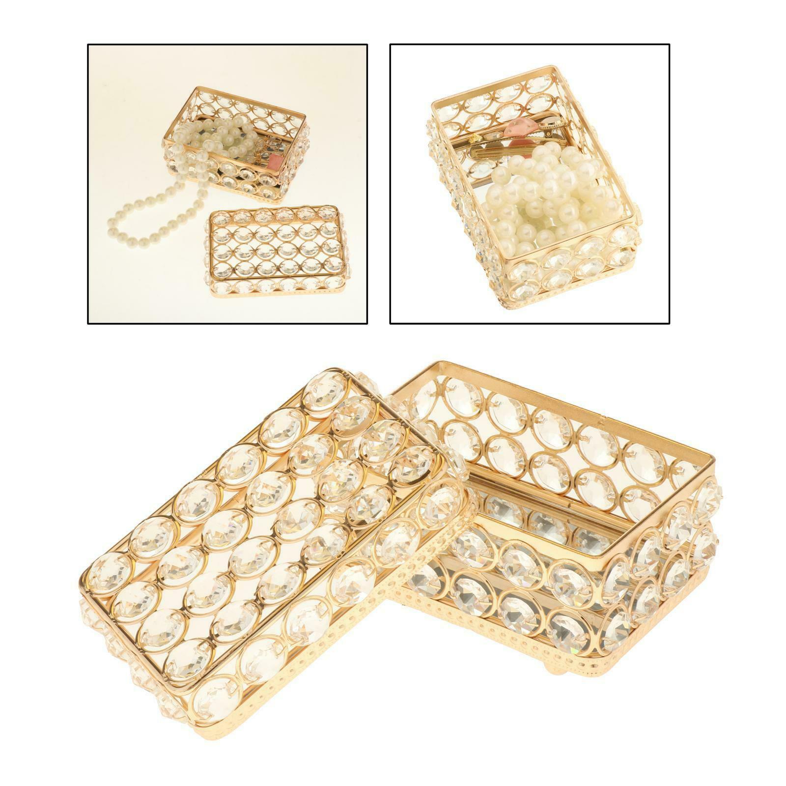 Crystal Jewelry Box with Lid Travel Necklace Organizer Storage Case Gift