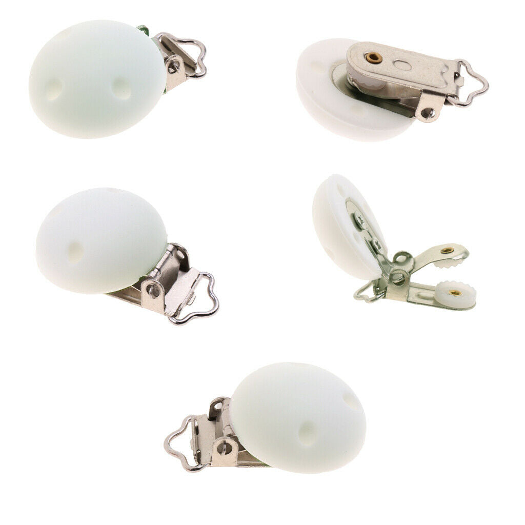 5Pcs Silicone Suspender Pacifier Clips White Dummy Safety