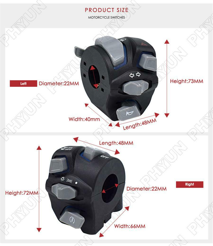 7/8'' Motorcycle Handlebar Light Switch Signal Horn Start Kill Button Universal
