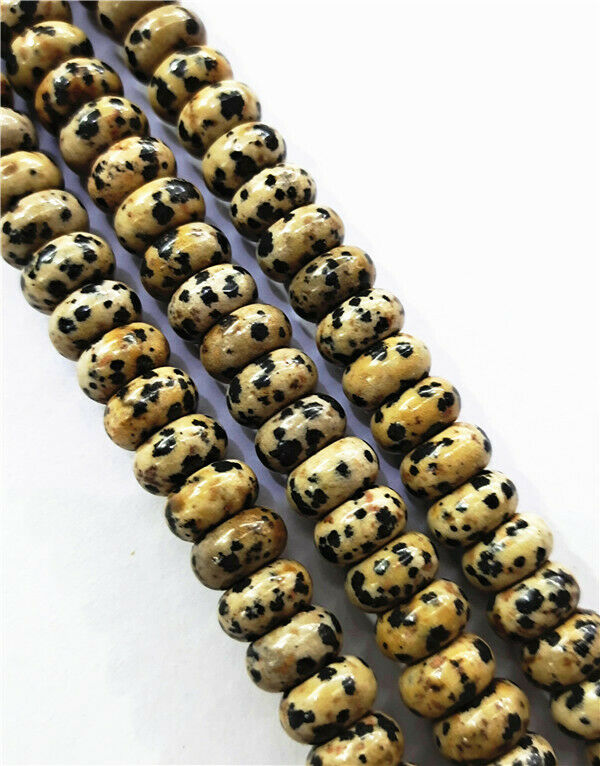 1 Strand 10x6mm Natural Dalmation Jasper Abacus Spacer Loose Beads 15.5" HH7835