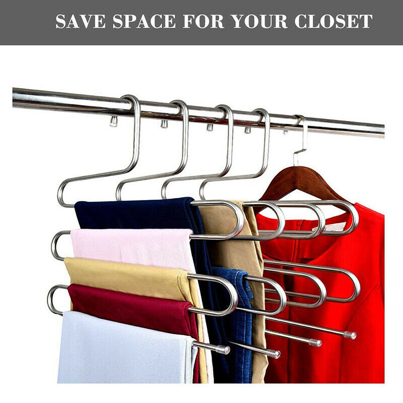 Multi-functional S-type stainless steel trouser rack traceless Non-slip storBDA