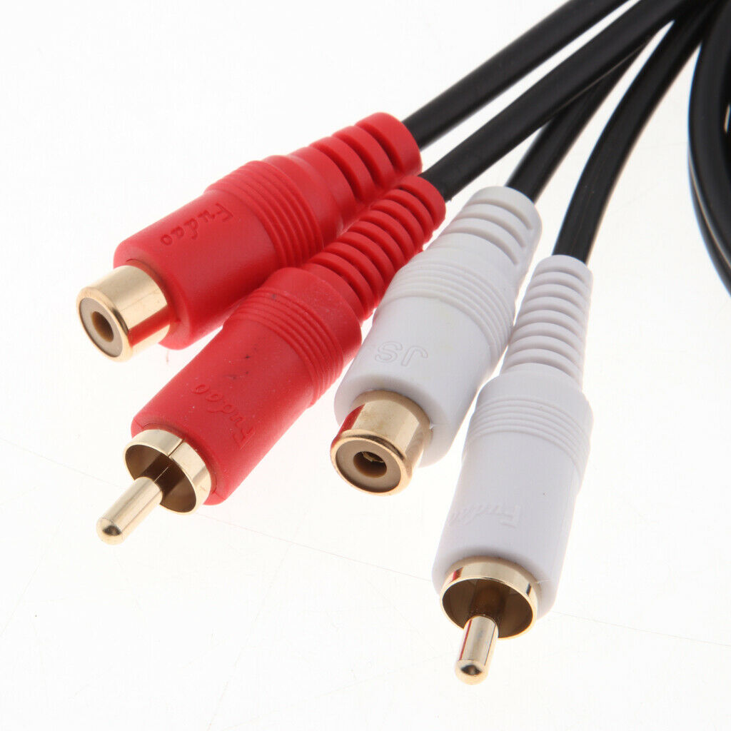 2 RCA Male to Female Stereo Audio Splitter Wire, Adapter Extension Cable Cord