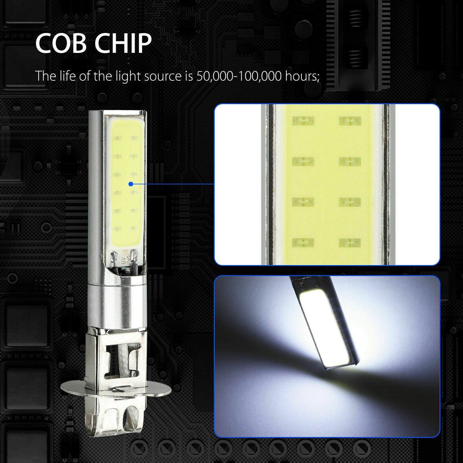 2X H3 100W CREE LED Fog Light Bulbs Car Driving Lamp DRL 6000K White High Power