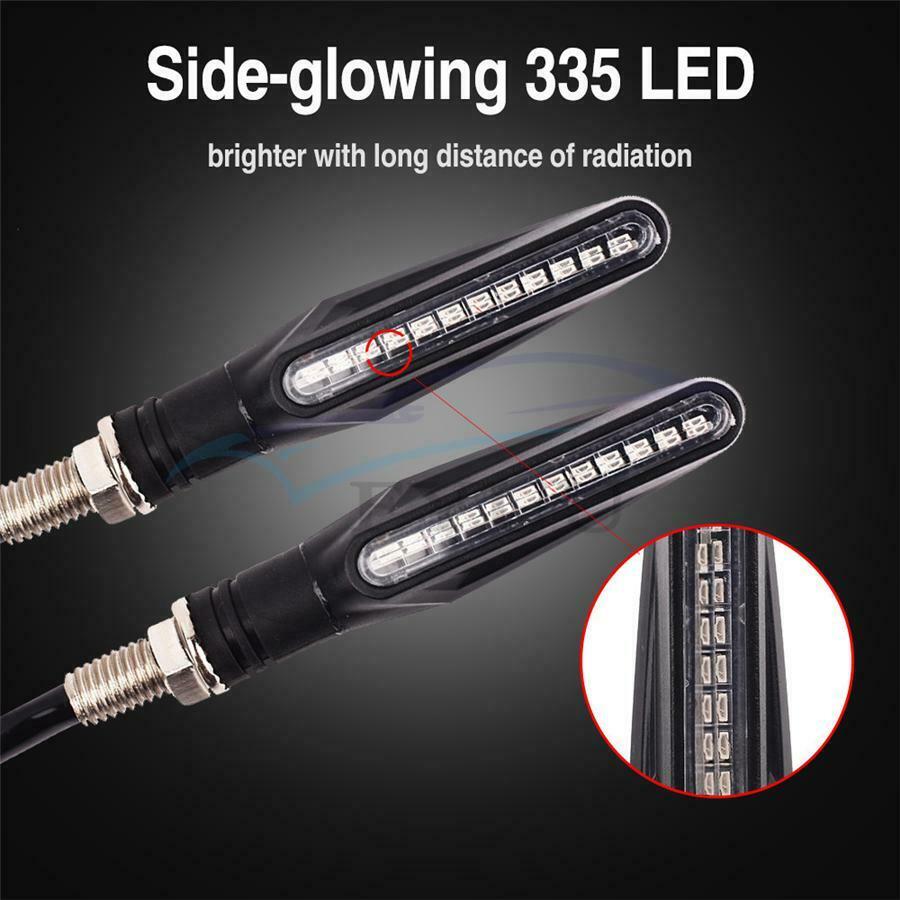 2X Motorcycle Flowing Turn Signals Light Driving DRL Flowing Water IP68 Bendable