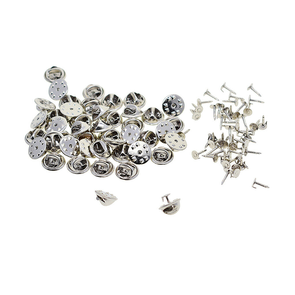 50 sets badge hat pin metal tie back lapel butterfly clasp