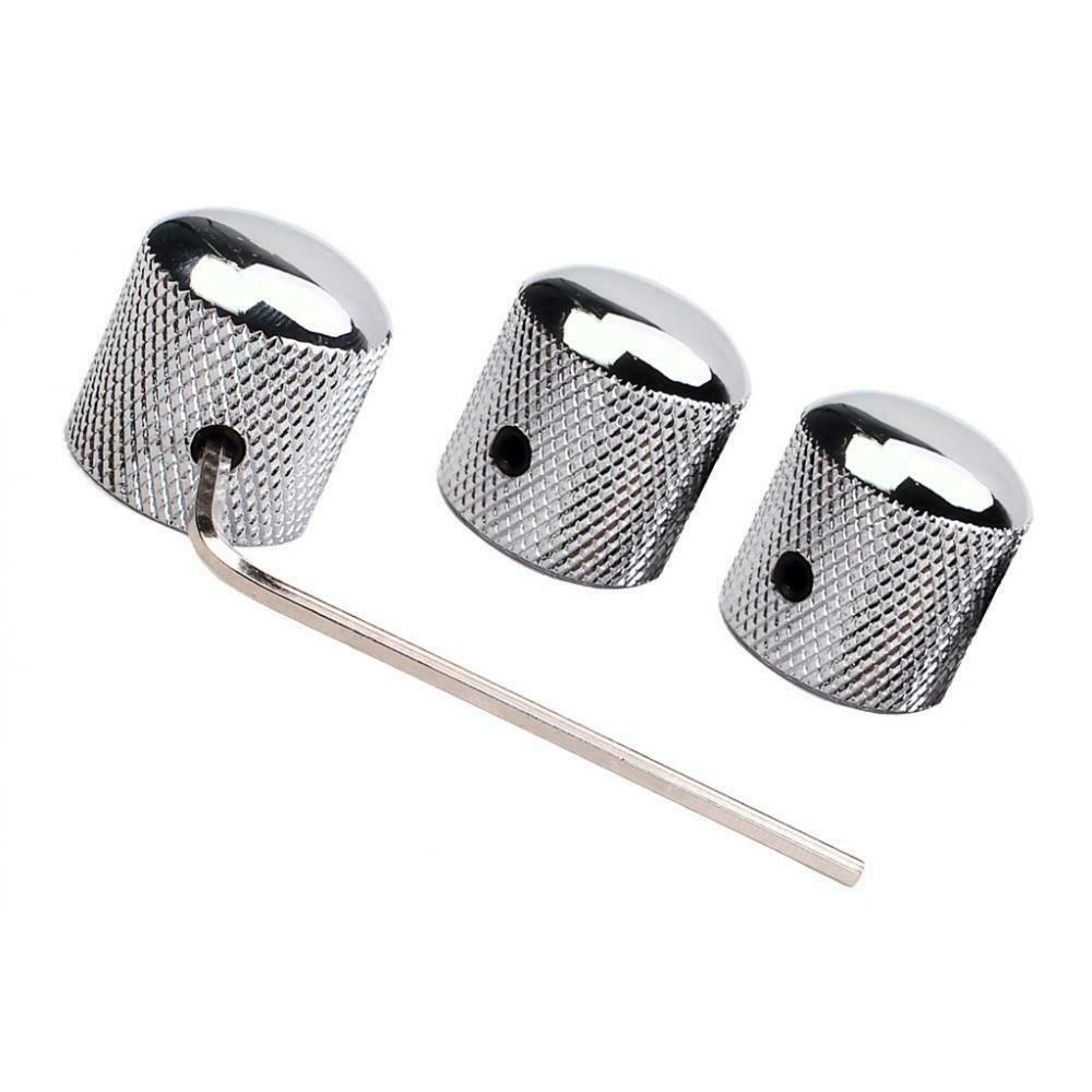 3x Metal Domed Volume Tone Control Knobs for Electric Guitar