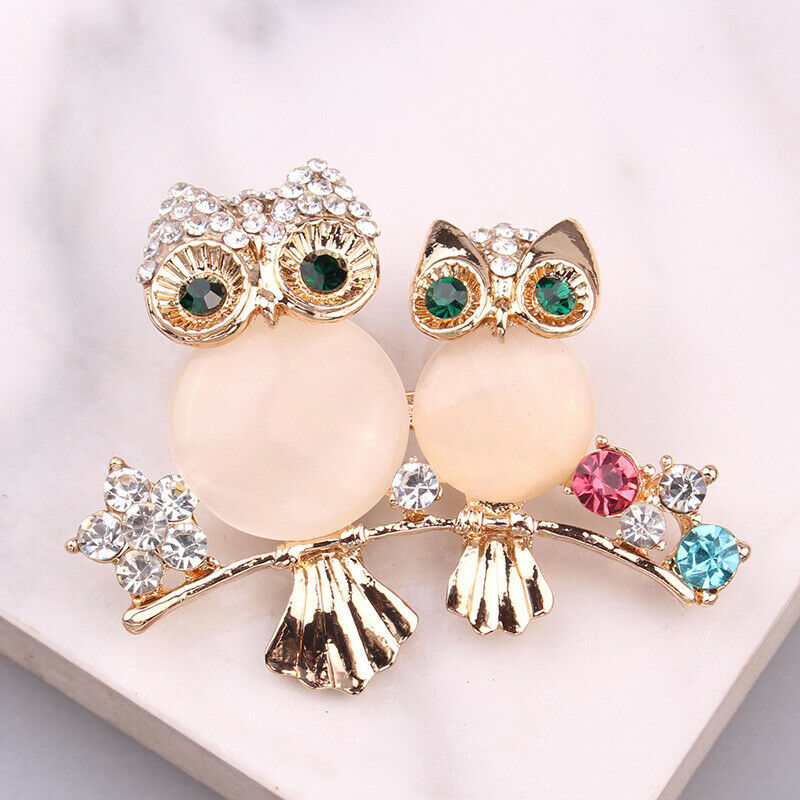 Cute Crystal Owl Animal Corsage Banquet Decoration Women Brooch Pin Jewelr.l8