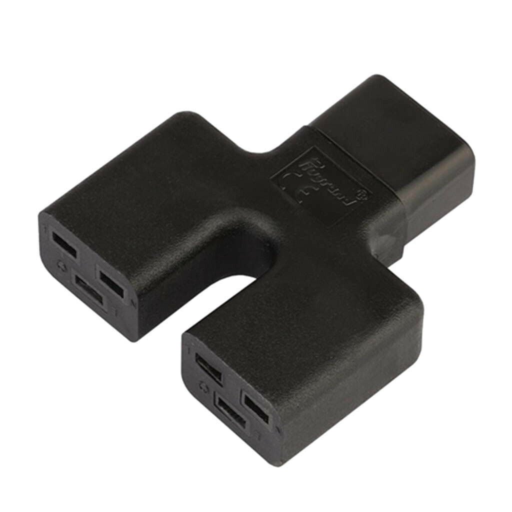 IEC320 C14 To 2x IEC320 C19 Power Adapter Y-spliter Conversion Plug For PCs