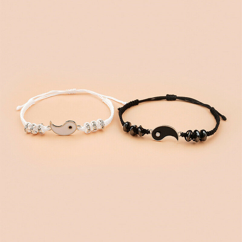2 Yin Yang Adjustable Cord Bracelet Bracelets handmade Braided Bracelets .l8