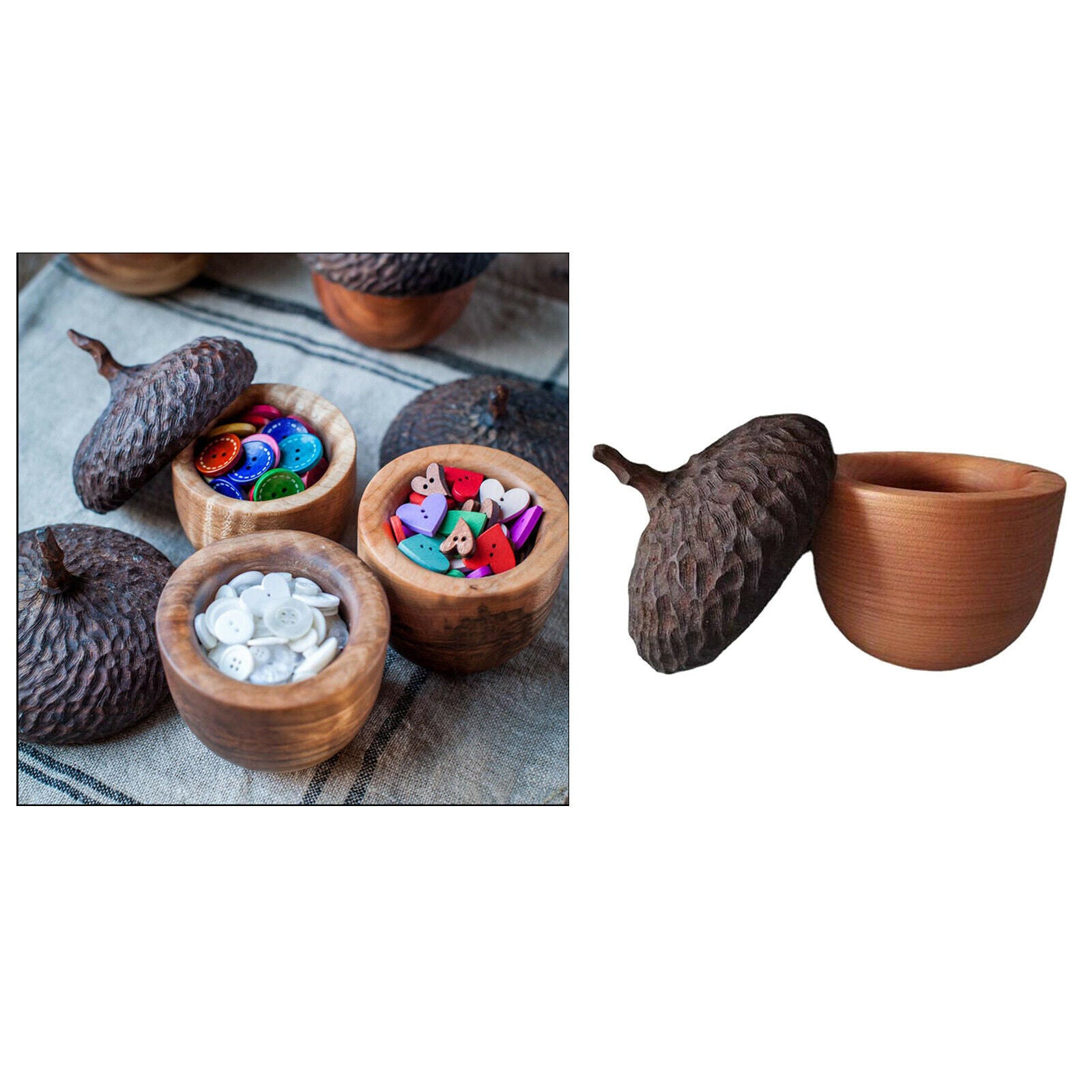 Button Storage Box Coin Keepsake Case Holder Craft Courtyard Decorative
