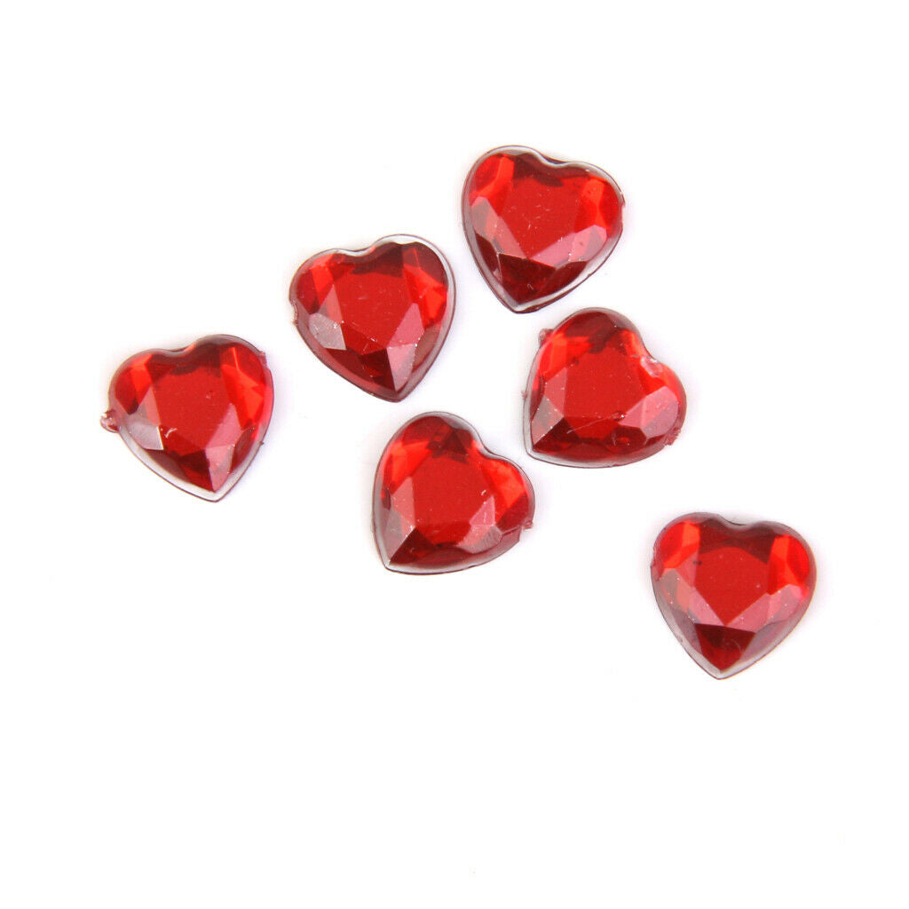 1000pcs Love Heart Acrylic 8mm Flat Back Rhinestone Scrapbook Craft Beads Red