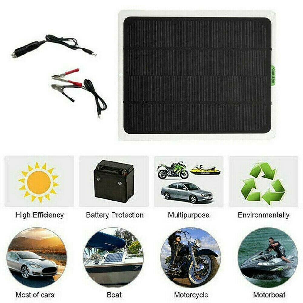 20W 12V Car Boat Yacht Solar Panel Trickle Battery Charger Power Supply