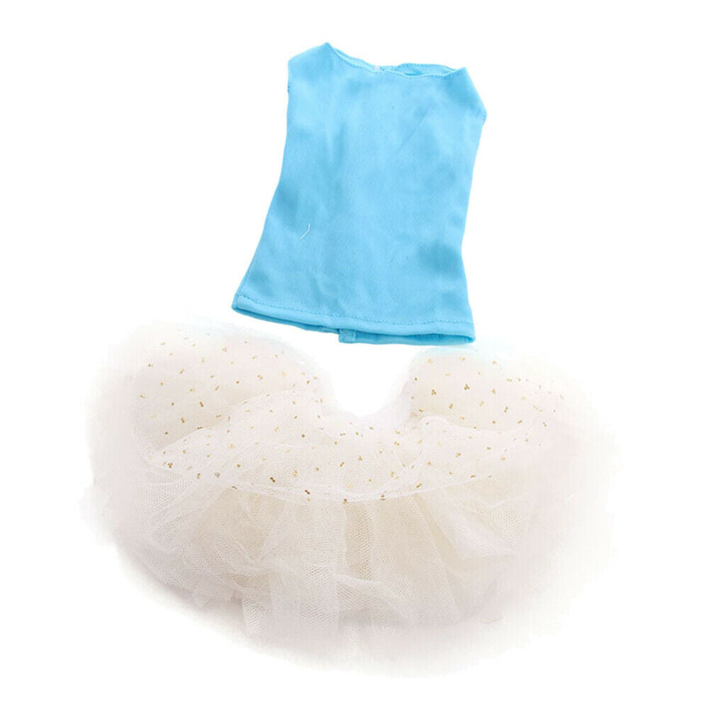 Blue Sleeveless Shirts with White Gauzy Skirt Kit Cute Outfits Clothes for 18