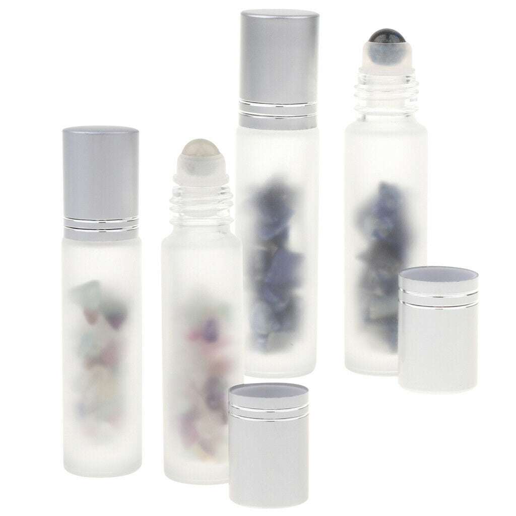 Pack of 4PCS, Refill Empty Crystal Jade Glass Perfume Roller Ball Bottles Vials,