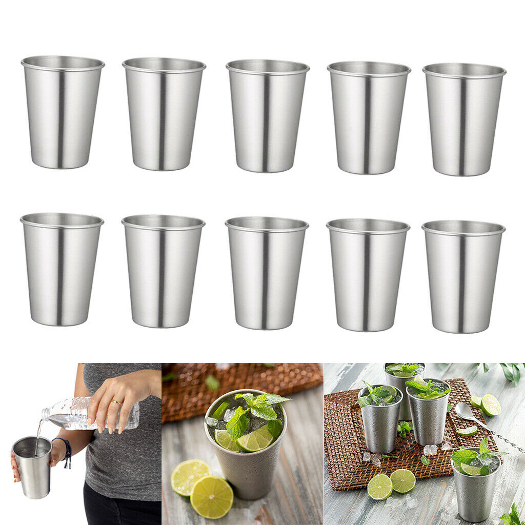 10Pcs Steel Mug Drinking Cup Coffee Tumbler Outdoor Camping Travel 320ml