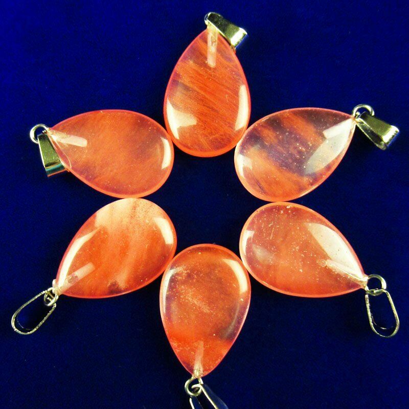 10pcs 27x16x5mm Red Volcano Cherry Quartz Teardrop 29g Pendant Bead A-141SK