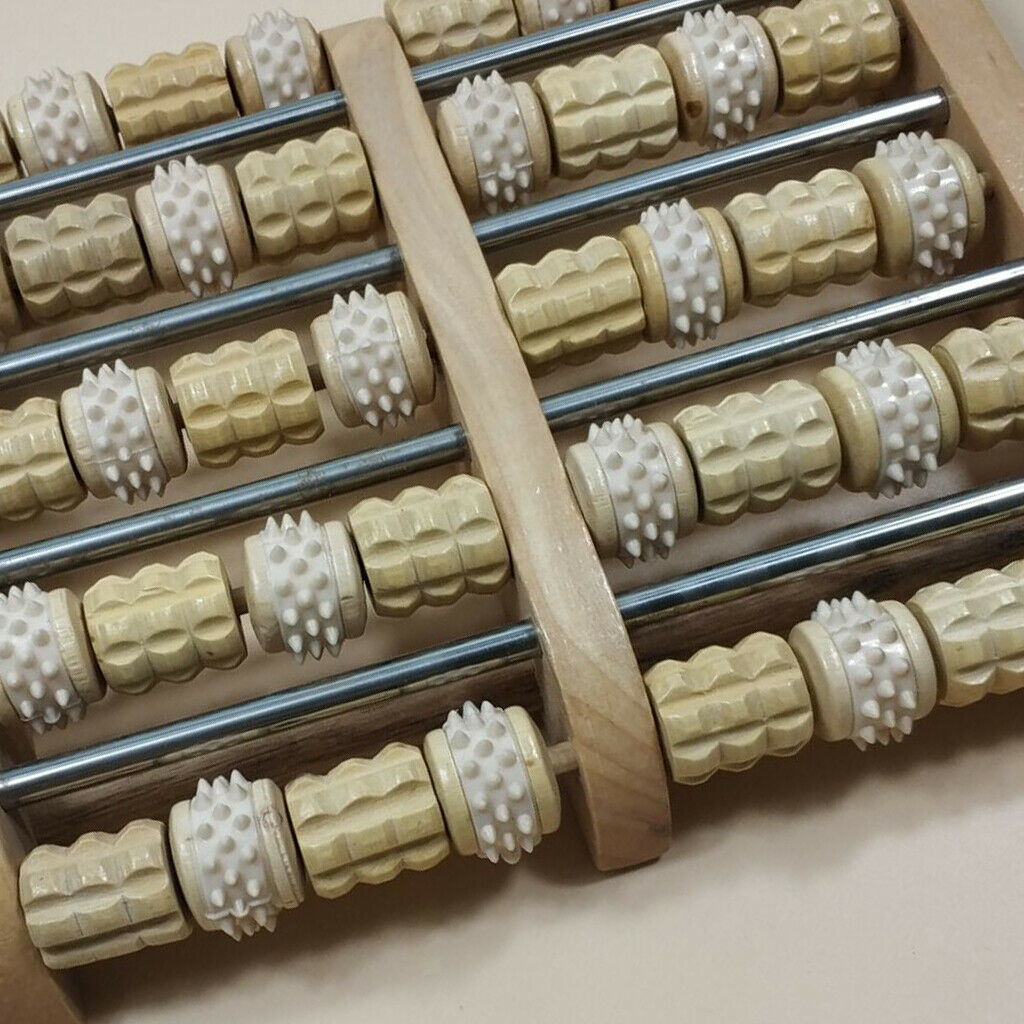2 Pieces Wood Dual Foot Roller Massager Reflexology Relaxation Stress Relief