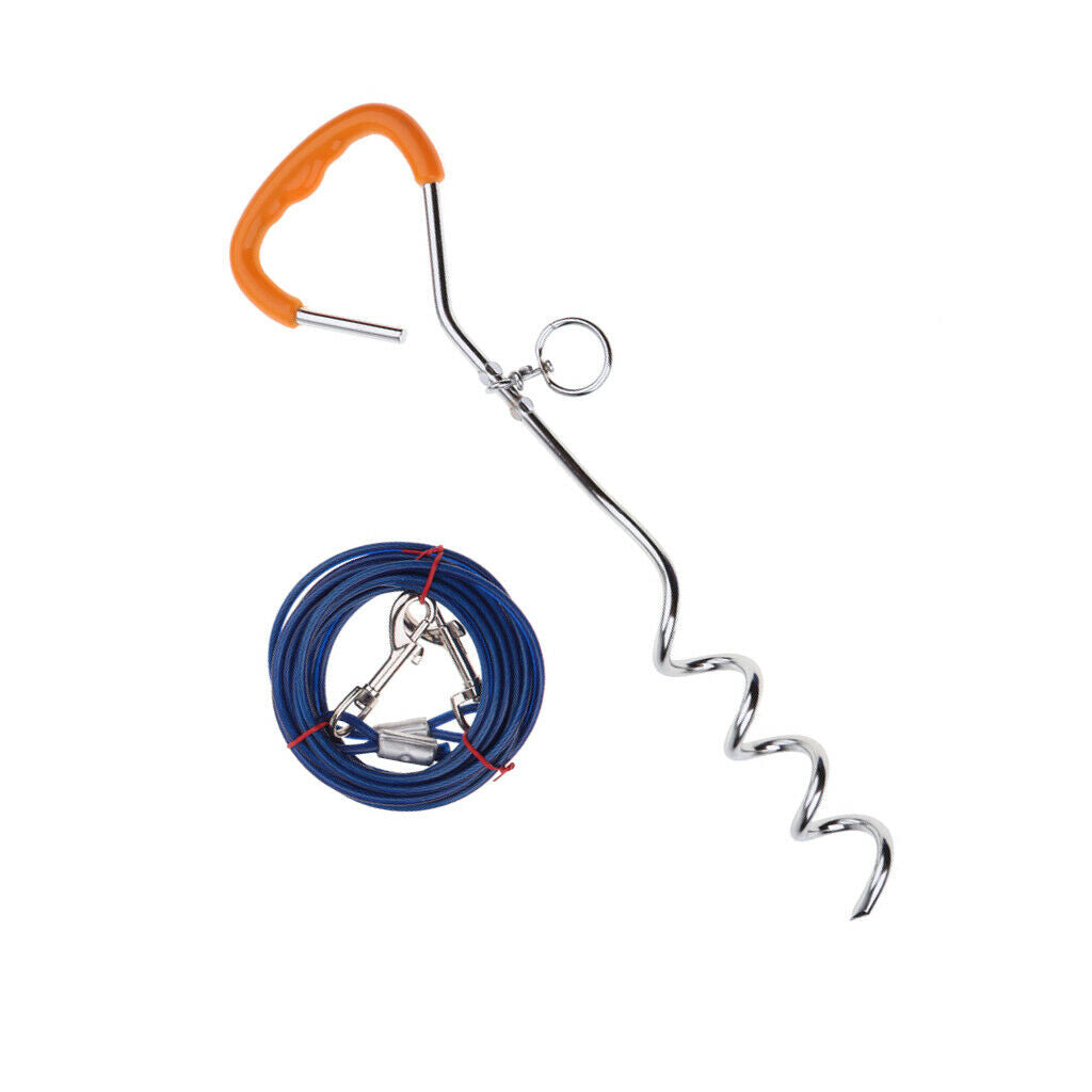 Pet Dog 5mm/6mm Easyturn Stake with 3Meter/5Meter of Tieout Heavy Duty Cable