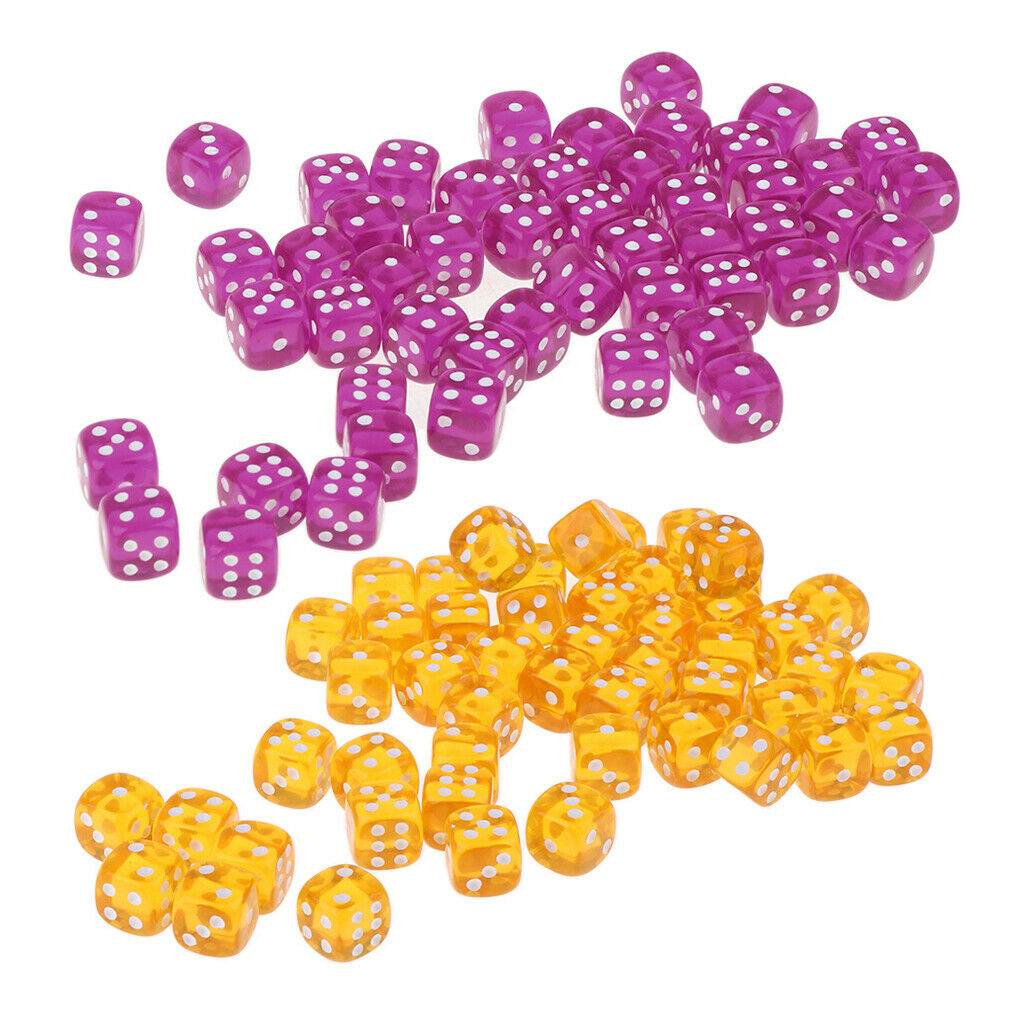 100 Pieces 12mm Six-sided Acrylic Dice for D&D DnD RPG Board Game