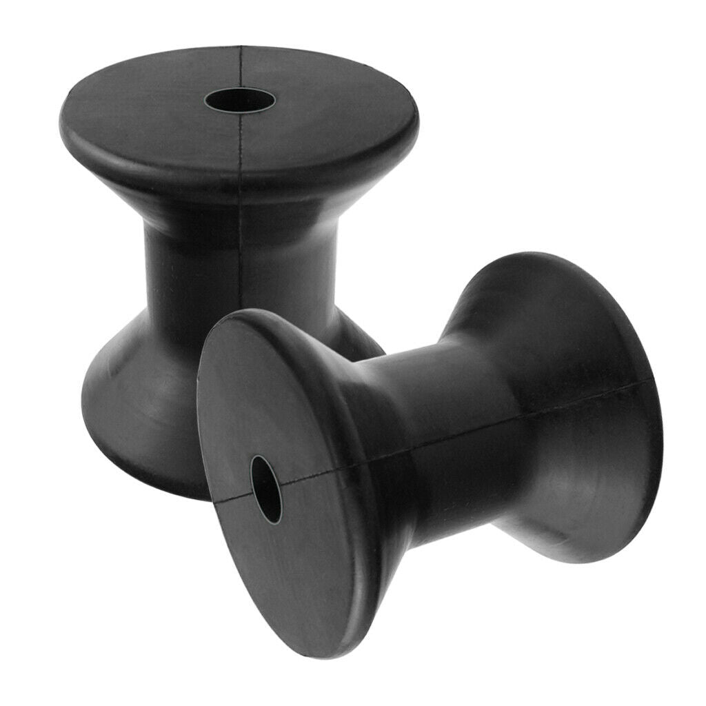 2Pc Black 3 Inch Mounting Width Boat Trailer Black Molded Rubber Bow Stop Roller