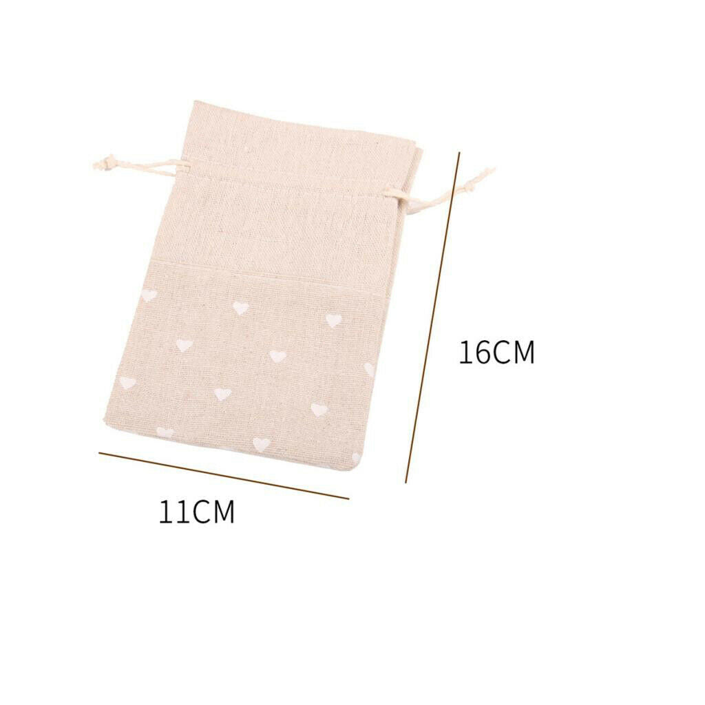 6 Pack Cotton Linen Jewelry Pouch Drawstring