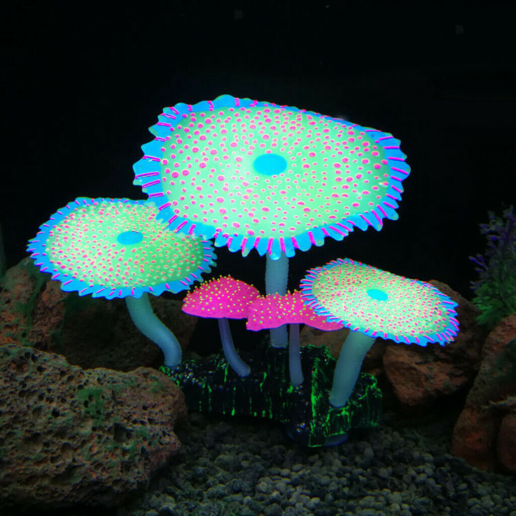 Glowing Effect Silicone Artificial Coral Plant for Fish Tank Aquarium purple