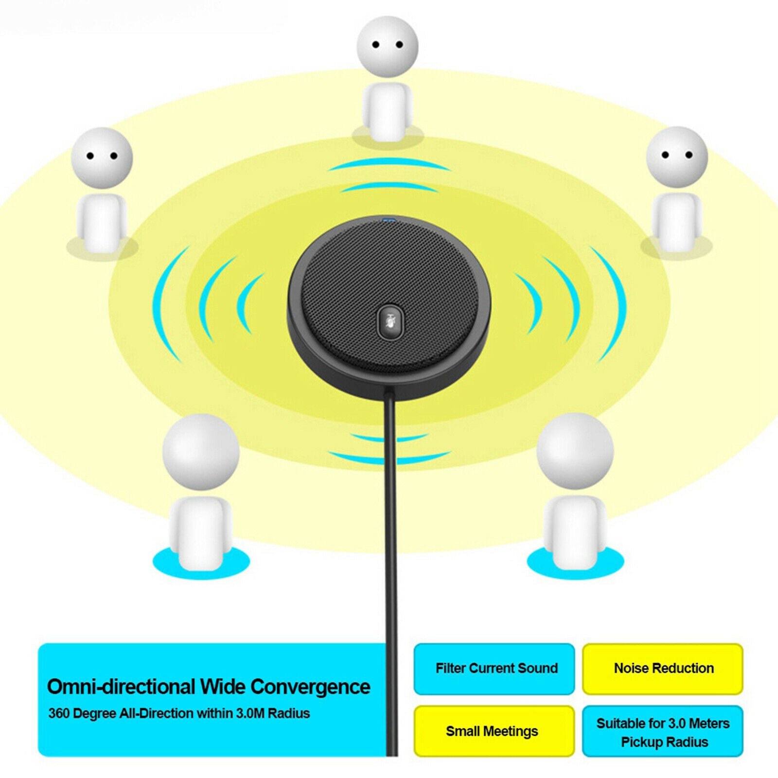 USB Desktop Omnidirectional Microphone Meeting for Skype Office Computer