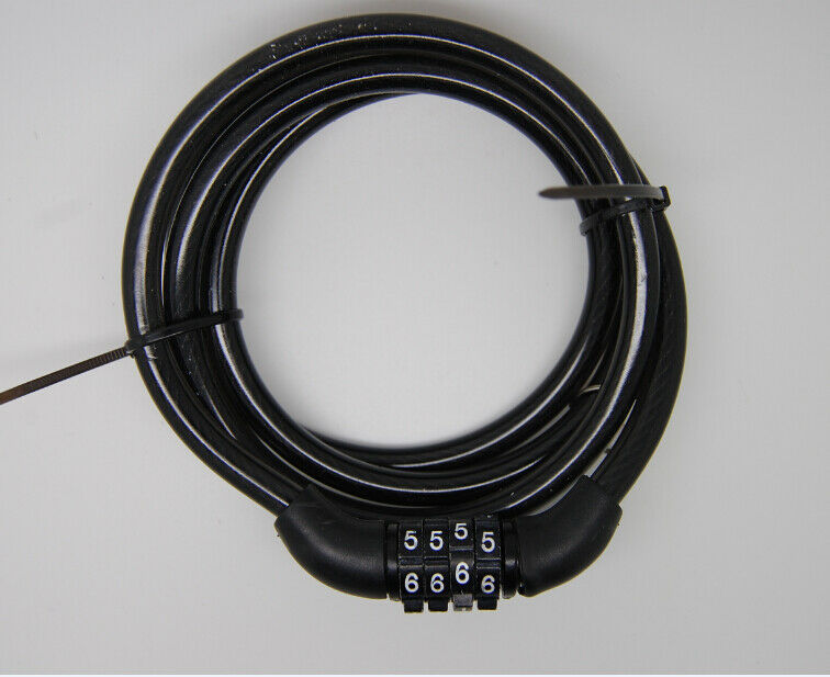 Bike Bicycle Code Combination Lock Black 4-Digital Steel Cable