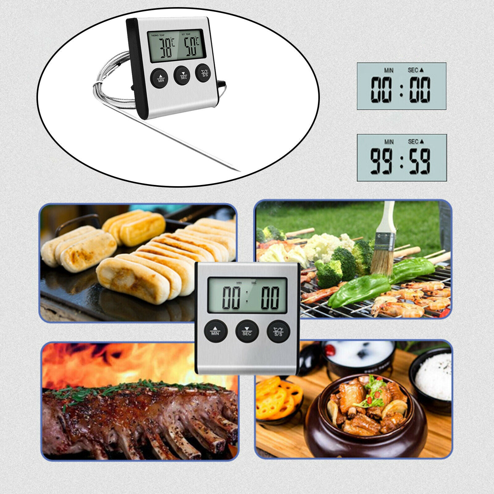 Protable Instant Read Meat Thermometer Electronic Kitchen Food Thermometer