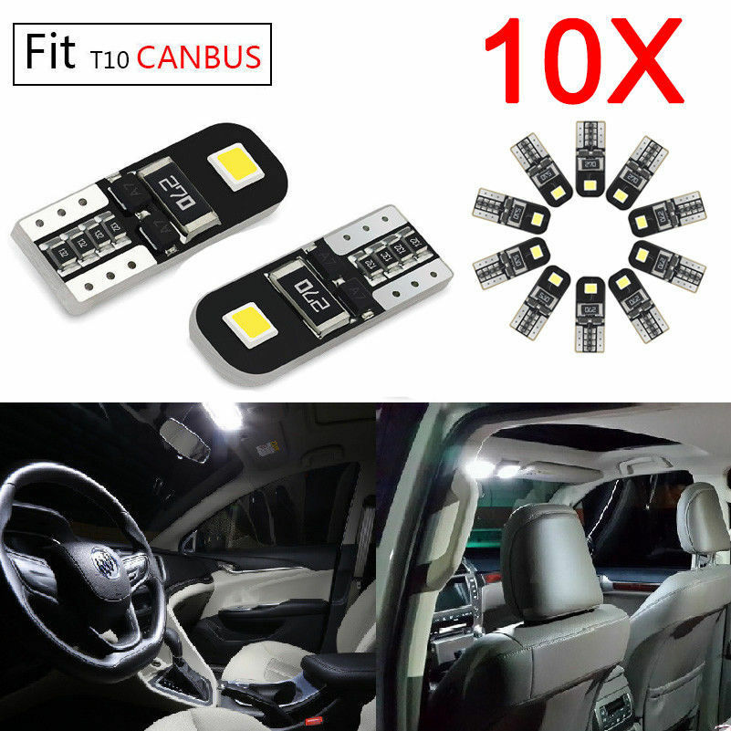 10x 6000K Canbus 2825 T10 168 194 W5W Dome License Side White LED Light Bulbs