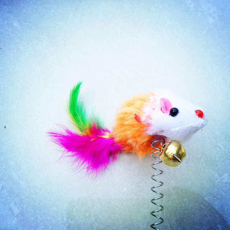 Plastic Cat Toys Feather Cat Mice Shape False Products Bottom Sucker Elastic