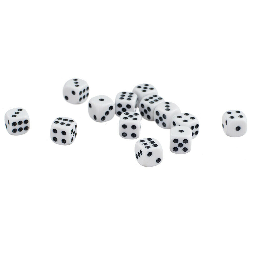 50Pack of 12mm Opaque Six Sided Spot Dice Games D6 D&D RPG White