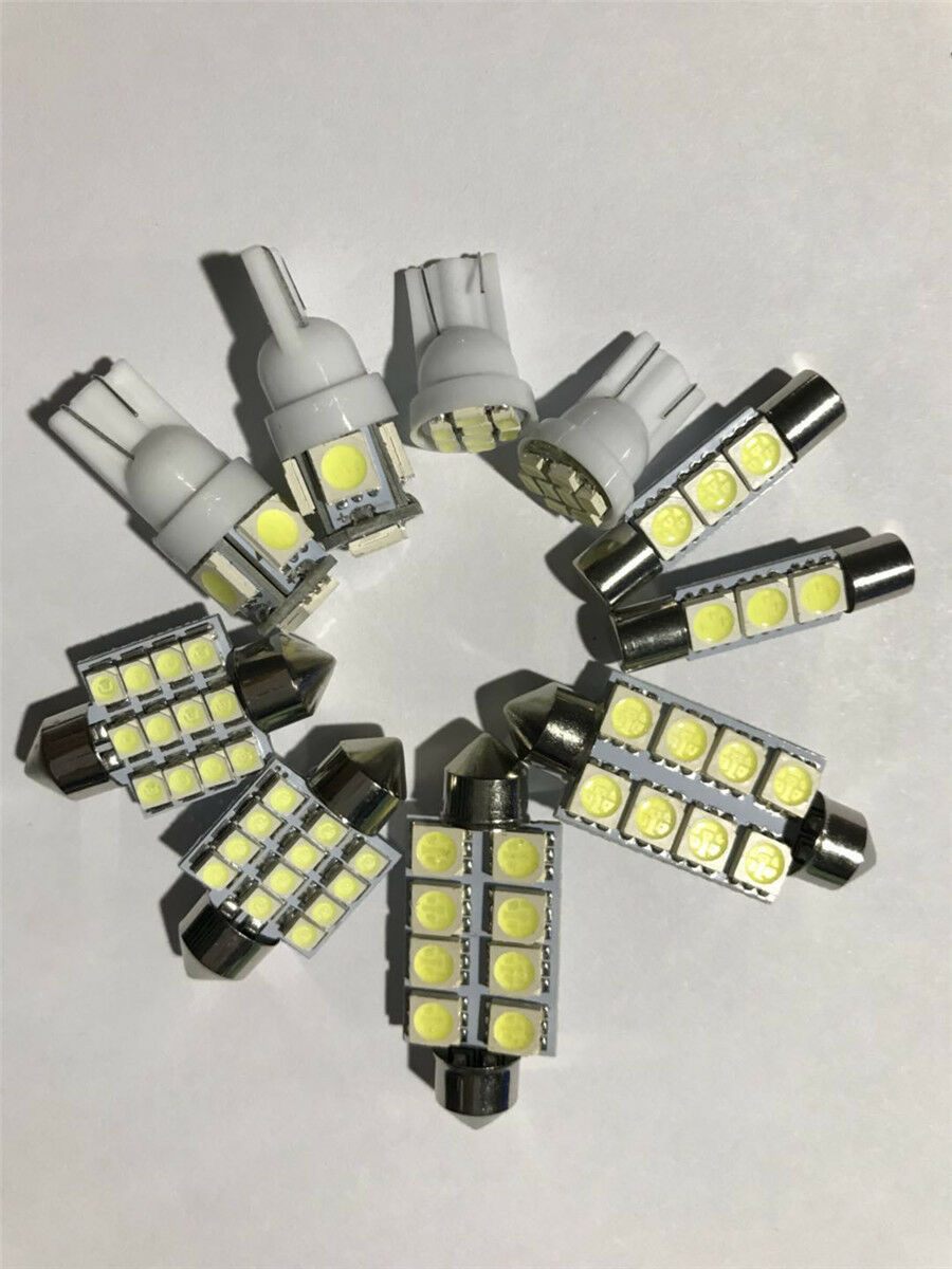 10x LED Lights Xenon White Car Interior Map Dome Reading License Plate Lamp Bulb