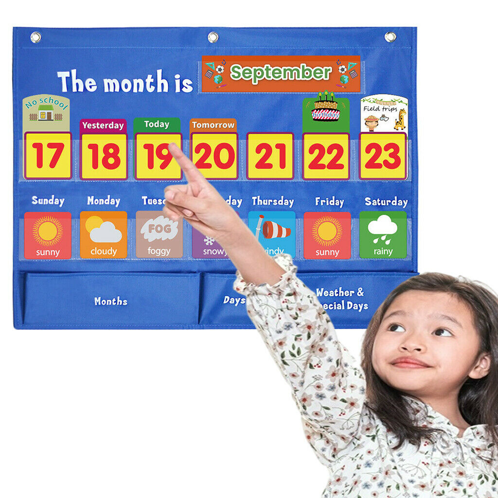 Weekly Weather Pocket Chart Early Education 98 Cards Bedroom Kids Gifts