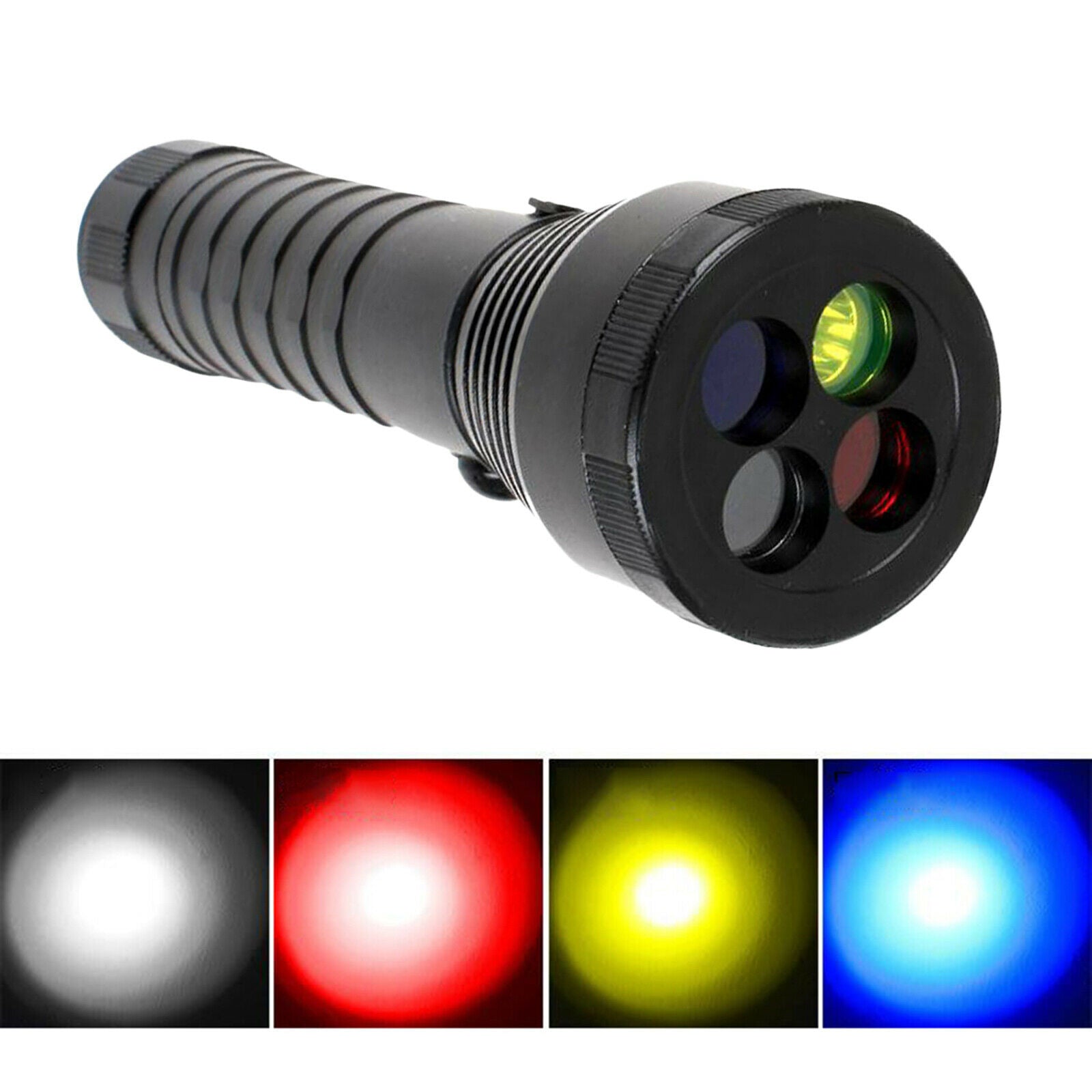 3Modes LED Flashlight Signal Strobe Torch 4-Color Light Rechargeable Lantern