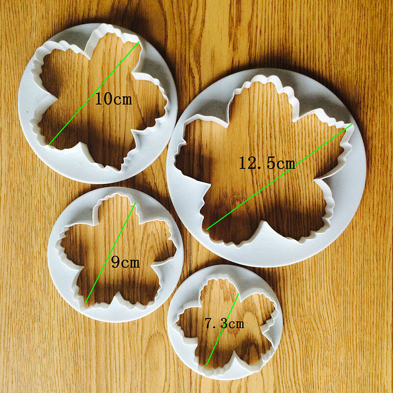4pcs Peony Flower Fondant Mold Sugarcraft Cake Cookies Embosser Cutter gt.l8