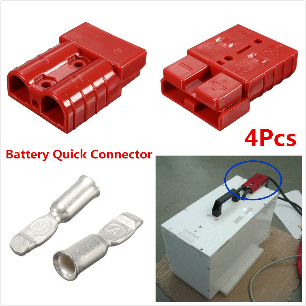 4Pcs Battery Quick Connector 50A 8AWG Plug Connect Disconnect Winch Trailer Auto