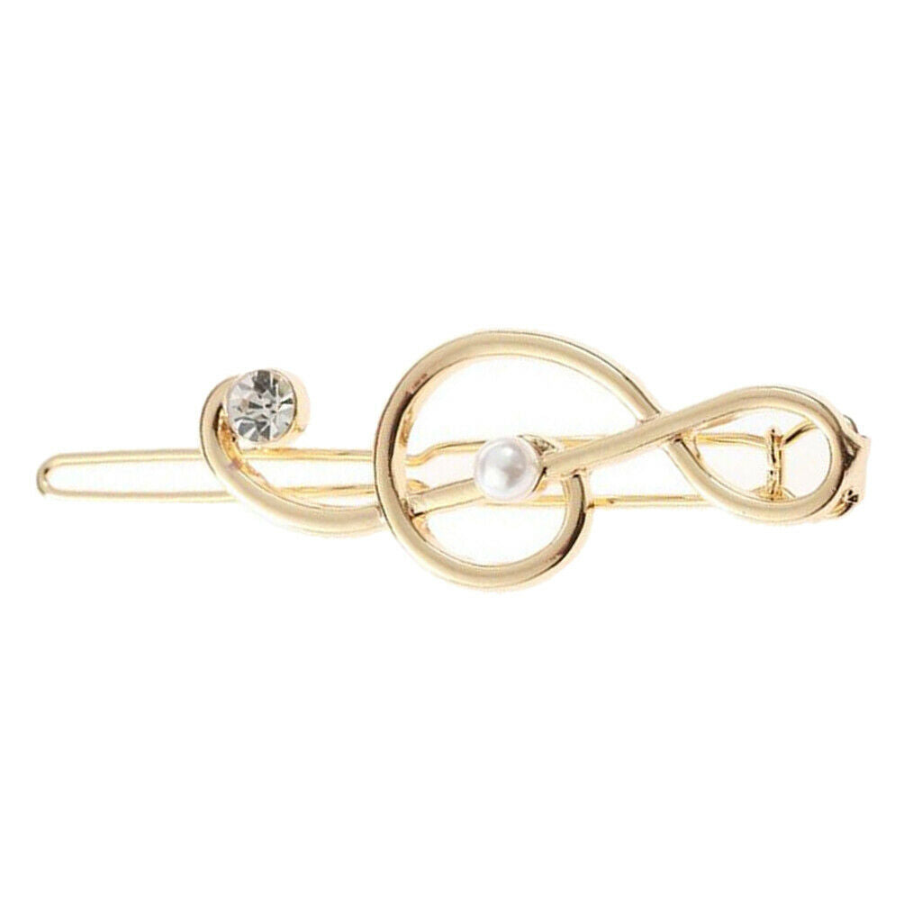 2X Hollow Hairpin Clip Note Crystal Hair Snap Clamp Ladies Girl Headwear Golden