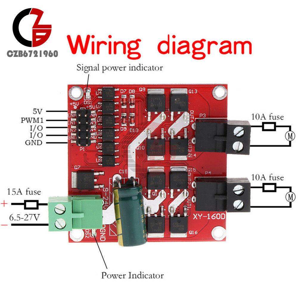 Dual DC Motor Drive Module 7A 160W 12V/24V PWM H-bridge L298 Logic Control Board