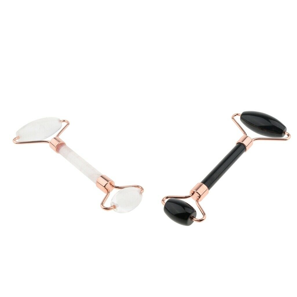 2pieces Double Heads Natural Jade Stone Massage Roller Facial Scraping Tool