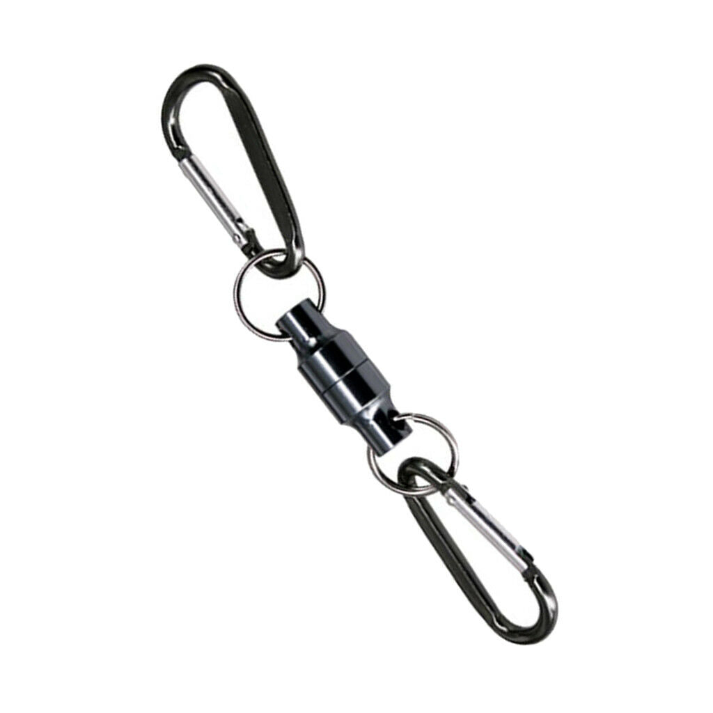 Magnetic Buckle Clip Fly Fishing Net Holder Keeper Carabiner Gray Double