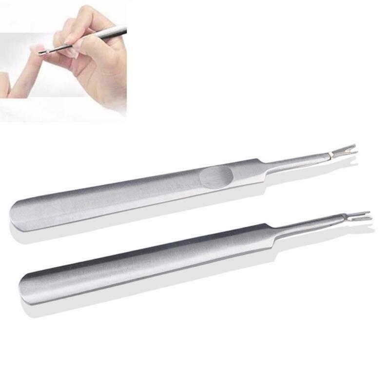 Stainless Steel Cuticle Pusher with V-shaped Fork Manicure Beauty Care Tools
