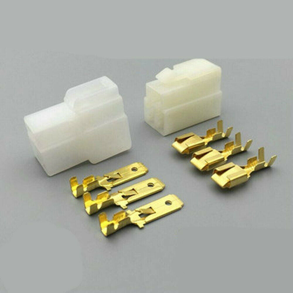 6.3mm Car Connector 3P Male Female Electrical Plug Socket for Motorcycle 10Kits
