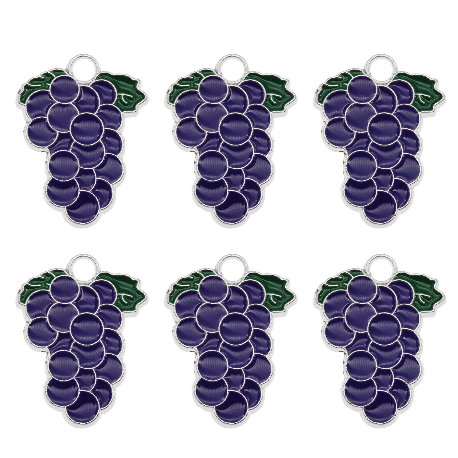 10 pcs Purple Grape Charm Enamel Pendant Keychain Jewelry Crafts Alloy 26*20mm