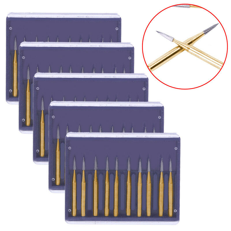3 Box Dental Tungsten Steel Carbide Burs Titanium Coated FG7901 （Friction Grip）