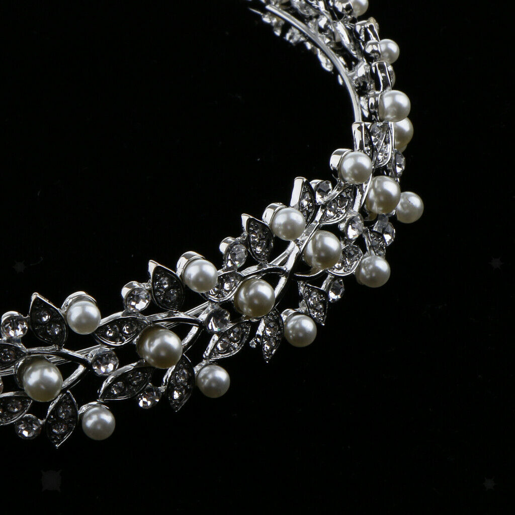 Wedding women crystal bridal flower leaves crown headband tiara