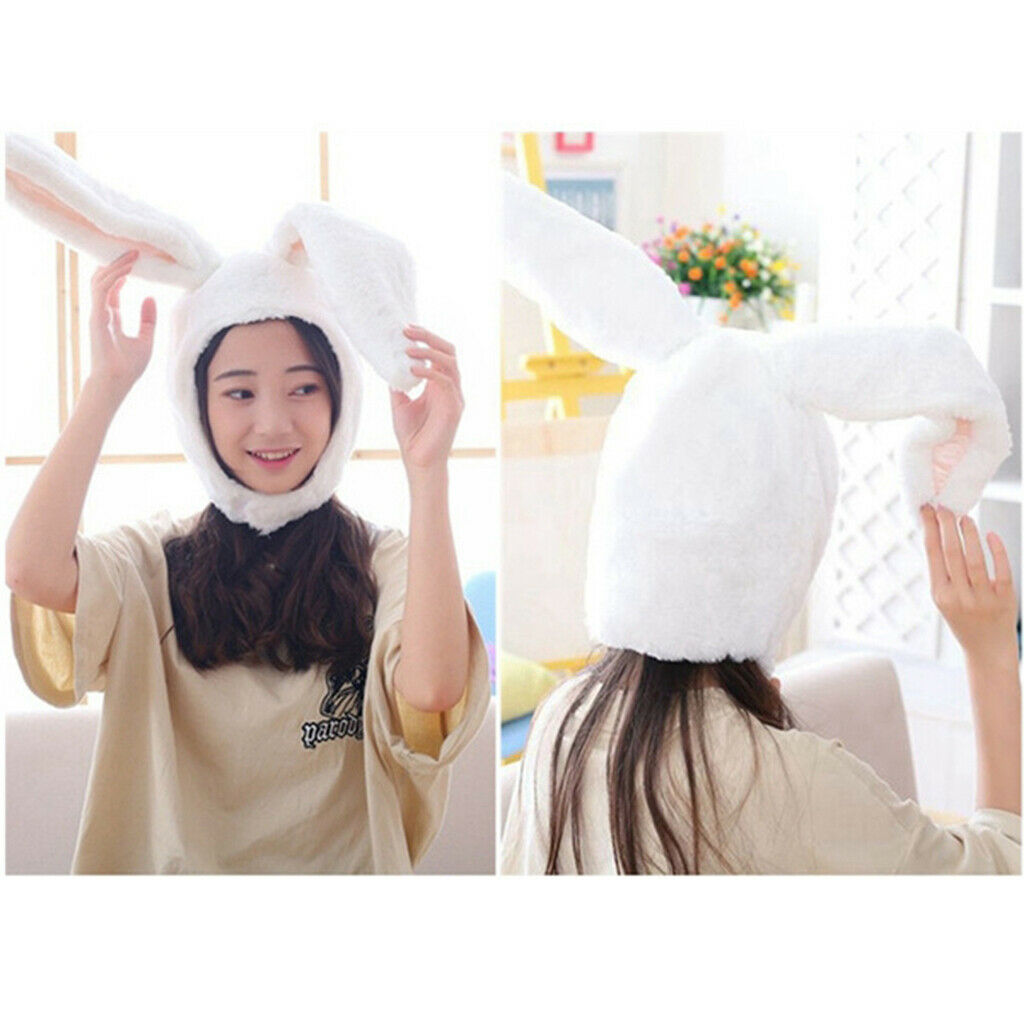 Girls Rabbit Headband Plush Bunny Ears Hood White Rabbit Hats   Headdress