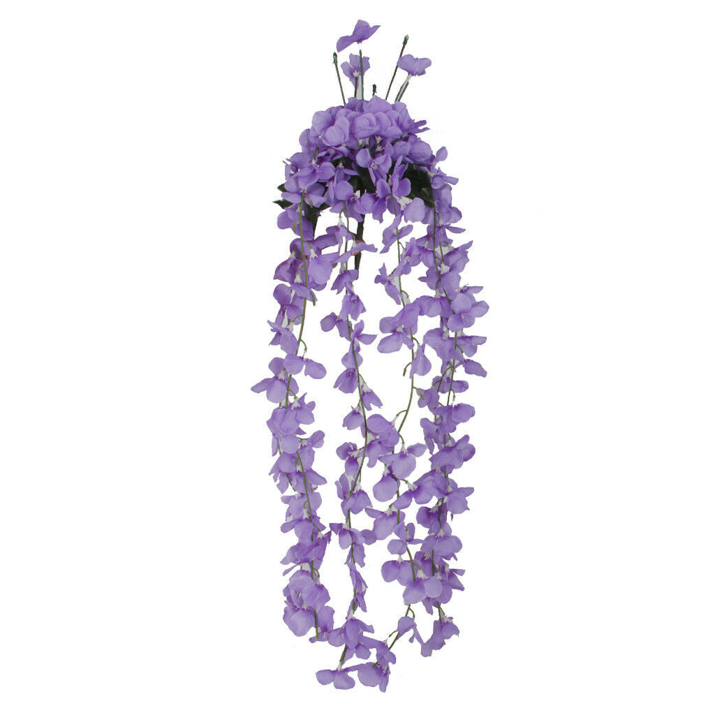 7-branch Wall Hanging Artificial Ivy Vine Hydrangea Garland Decor Purple