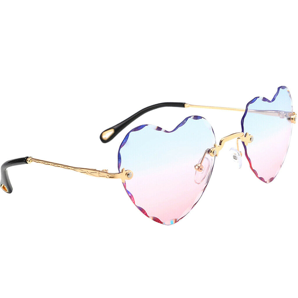 2Pcs Women Rimless Heart Shape Fashion UV400 Protection Sunglasses