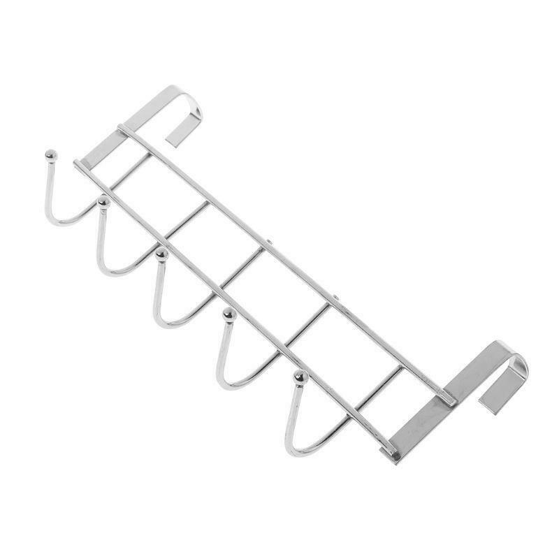 5 Hooks Over Door Clothing Hanger Rack Cabinet Door Loop Holder Shelf For Home